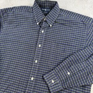 Polo Ralph Lauren Shirt Mens Small Big Plaid Cotton Pocket Long Sleeve Pony